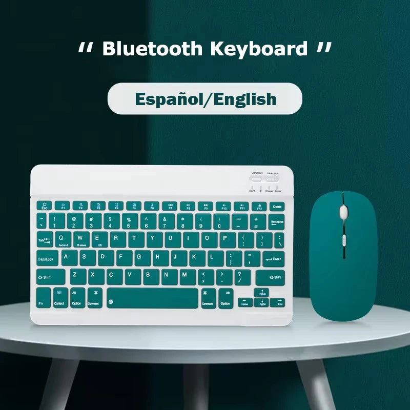 Spanish Bluetooth Keyboard 10 inch Rechargeable Wireless Keyboards for Tablet Phone Laptop Universal for iPad Keyboard
