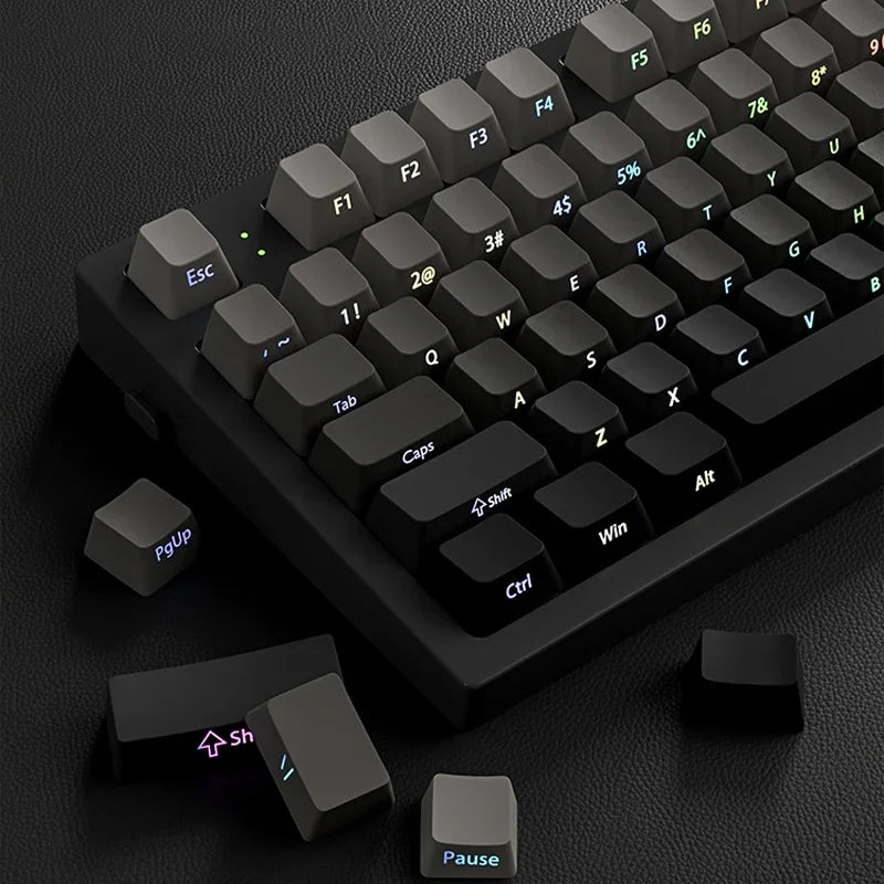 Side Printed PBT Keycaps, Double Shot, RGB Backlit Keycaps, Gradient Gray, MX Switches, Keyboards, 133 Keys