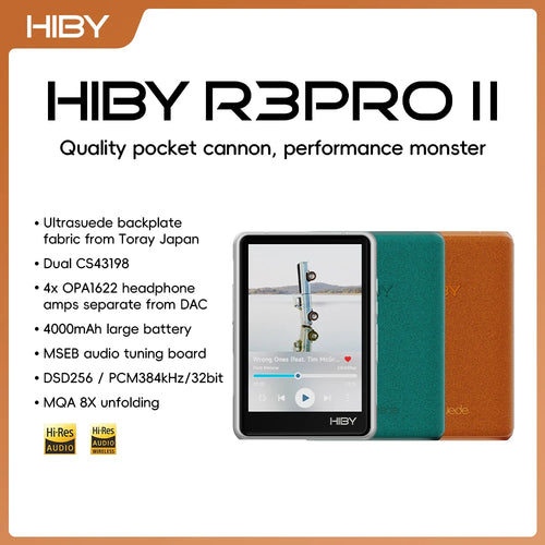 HiBy R3 Pro II / Gen 2 HiFi MP3 Music Player USB DAC Headphone AMP CS43198*2 OPA1622*4 4000mAh 480mW Output DSD256 MQA 8X PD2.0