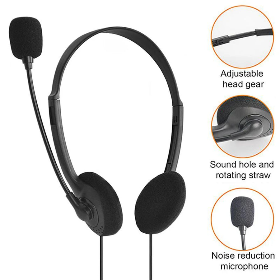 Universal USB Gaming Noise-Cancelling Microphone Wired Headset Adjustable Over-Ear Gaming Earbuds Compatible with Computers etc.