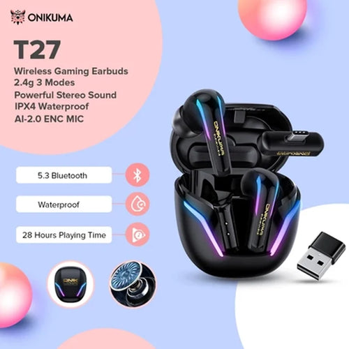 ONIKUMA 2025 NEW  T27 dual-mode cool RGB gaming headphones with high-definition call sound quality and low latency for gaming