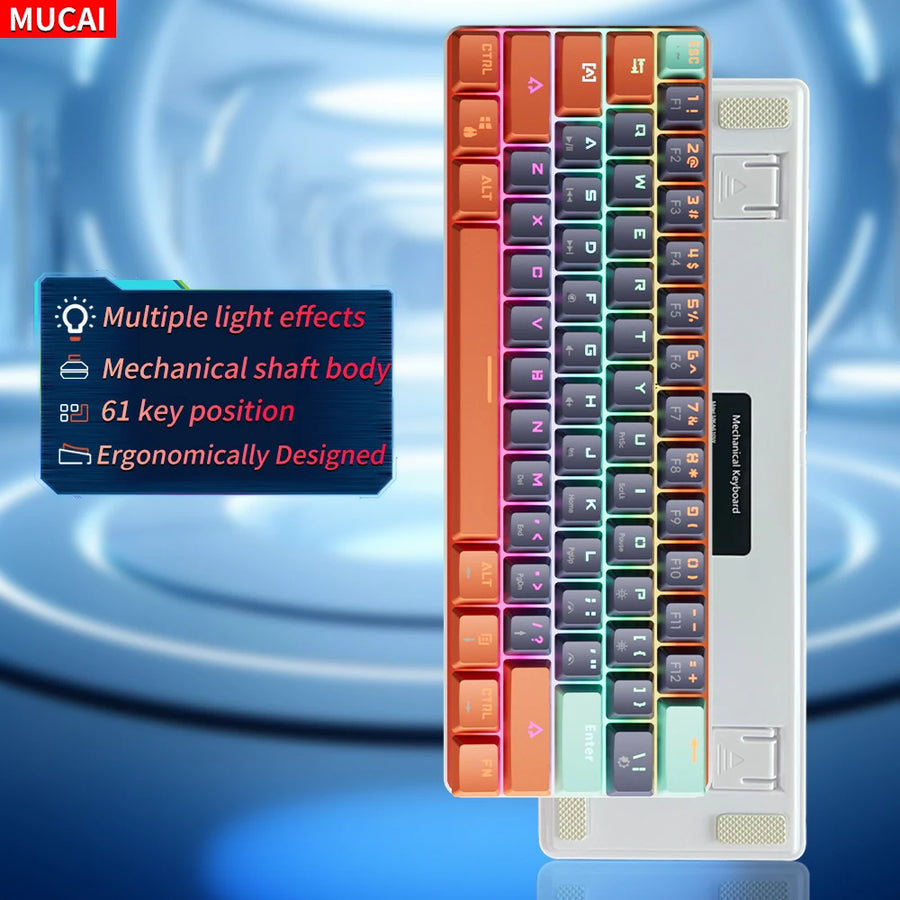 MUCAI 61 key USB wired gaming and esports equipment keyboard LED backlit axis gaming mechanical keyboard desktop red switch