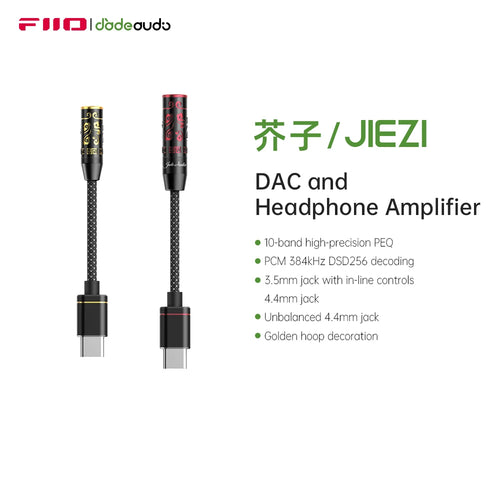 FiiO JIEZI USB Type C to 3.5mm/Unbalanced 4.4mm Earphone USB C Cable Audio Aux Cable For IOS Android
