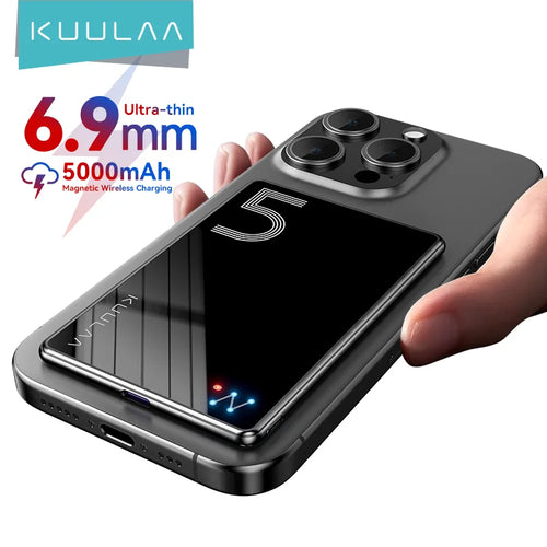 KUULAA Magnetic Power Bank 5000mAh Magnetic Wireless Phone Charger External Battery 20W Fast Charging For iPhone 17 16 PowerBank