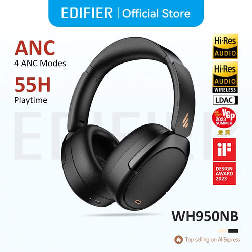 Edifier WH950NB Active Noise Cancelling Wireless Headphones Bluetooth 5.4 Headset, Hi-Res Wireless, 80hrs Playback,4 Microphones