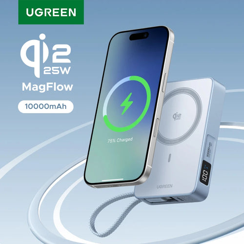UGREEN Qi2.2 25W Power Bank Fast Charge 10000mAh Type C Cable PowerBank External Battery for iPhone 17 Pro Max for MagSafe 30W