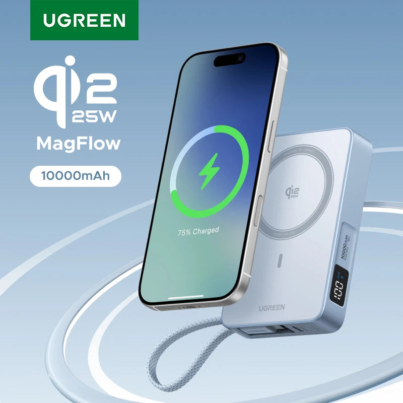 UGREEN Qi2.2 25W Power Bank Fast Charge 10000mAh Type C Cable PowerBank External Battery for iPhone 17 Pro Max for MagSafe 30W