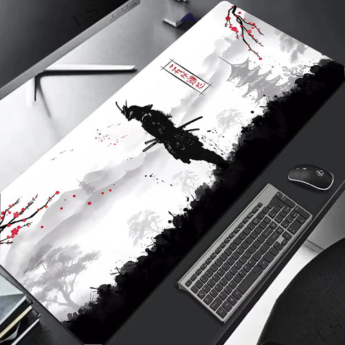 Samurai Warrior MousePad Gamer Computer Accessories Keyboard Table Mat Black Mouse pad Company Gaming Laptop Desk Accessory Pc