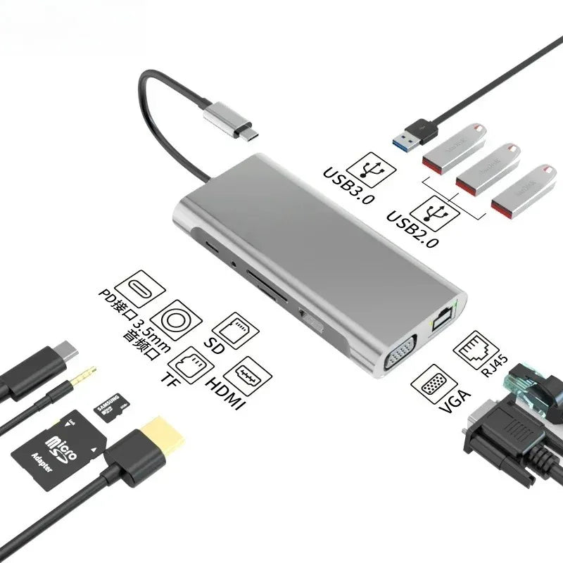 Type C Hub 4K HDMI Adapter Thunderbolt 3 TF SD Reader PD For MacBook Air Pro M2 M1 Dock Station