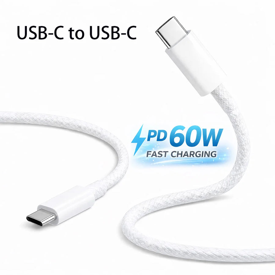 USB C to USB C Cable 60W Fast Charging, PD 60W, 480Mbps Data Transfer, for Laptops, Tablets, Type C Devices, MacBook, Phones