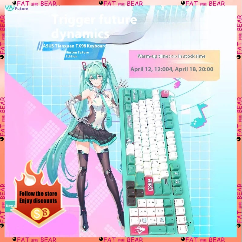 ASUS Tianxuan Mini Hatsune Miku TX98miku Co branded Cable Video Game Mechanical Keyboard Customizable PC Gaming Keyboard