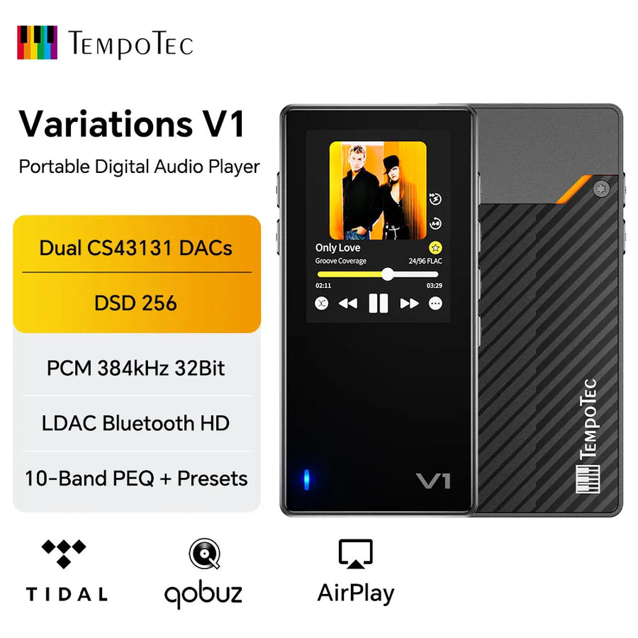 Variations V1 EZHiFi&TempoTec HiFI music player, digital audio player, USB DAC,headphone amplifier, 4.4mm&3.5mm ports, PEQ,