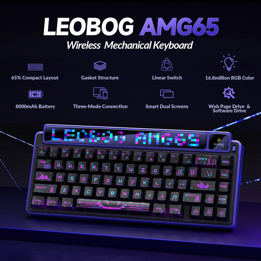 LEOBOG AMG65 Tri-mode Mechanical Keyboard Custom TFT Dual-Screen Hot-swap Gasket Structure Silent Switch Low Noise Keyboard