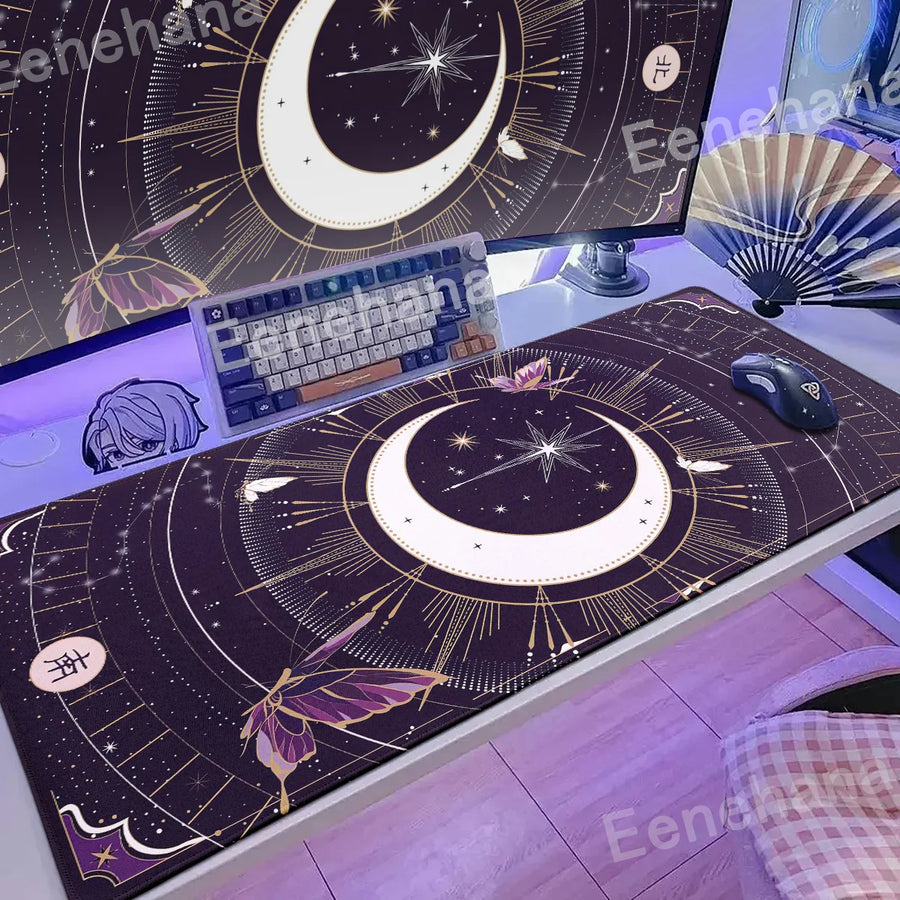 Purple Pink Magic Large laptop Keyboard MouseMat Kawaii Moon Star Mouse Pad Extra Girly Accessories Playmats Cute Gamer Carpets