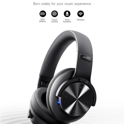 Picun B8 Bluetooth Headphones 120H Playtime Headset Wireless Bluetooth 3EQ Mode Low Latency Hands-Free Calls Over Ear Headphones