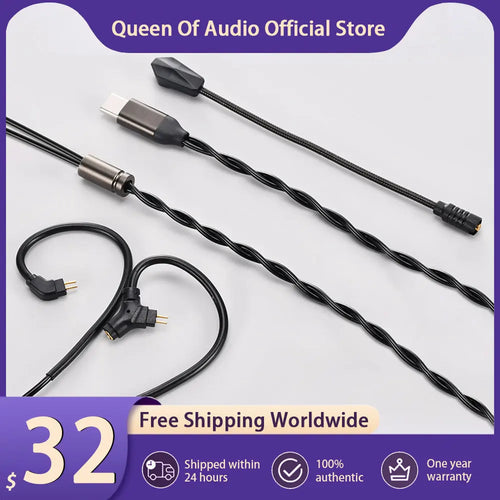 New Celest Ruyi Pro Headphone Cable With DSP USB-C Detachable Boom Mic IEMs For Gaming Earphone Esports Headset Accessories