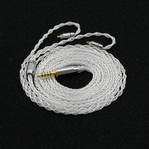 XINHS G18 8 Core Pure Silver Earphone  Upgrade Cable Balanced Wire 2.5/3.5/4.4MM Plug With MMCX/2PIN/QDC  for TIN\TFZ Headsets