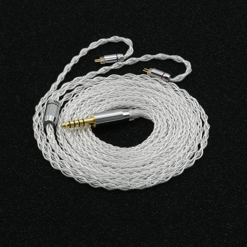 XINHS G18 8 Core Pure Silver Earphone  Upgrade Cable Balanced Wire 2.5/3.5/4.4MM Plug With MMCX/2PIN/QDC  for TIN\TFZ Headsets