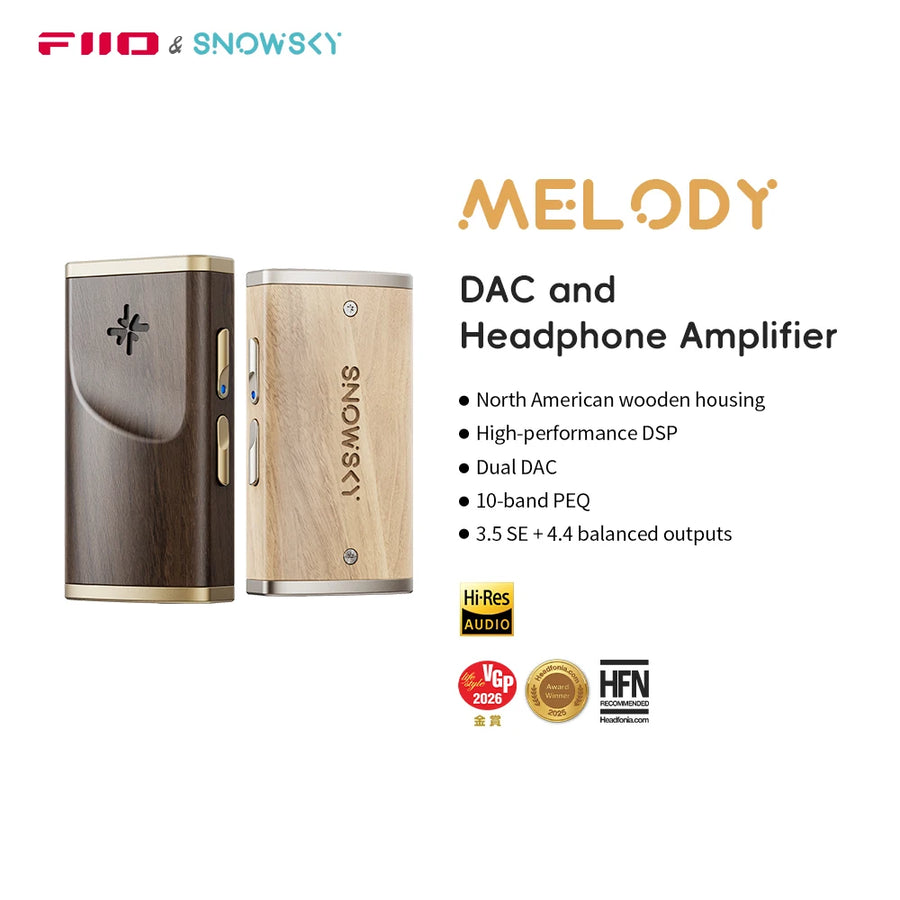 FiiO/Snowsky Melody Headphone Amplifier Portable DAC with 4.4mm and 3.5mm Headphones DSD256, 10-Band PEQ for for Android/wins